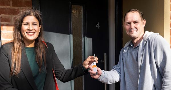 Preet Kaur Gill MP handing over key to tenant