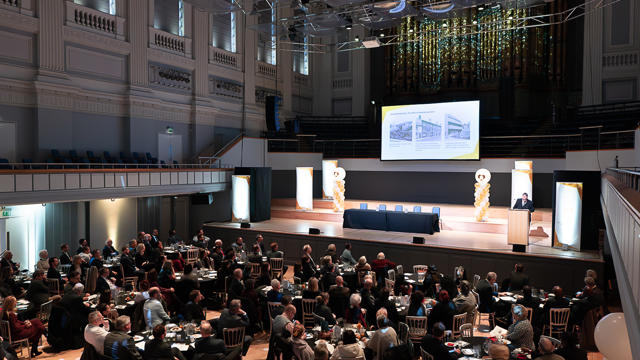 View of the audience and the stage