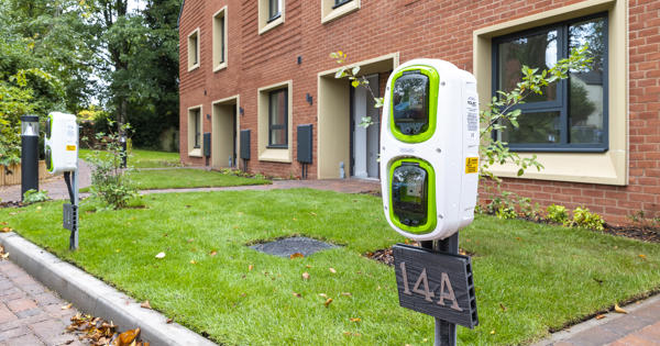 Electric charging point in front of house